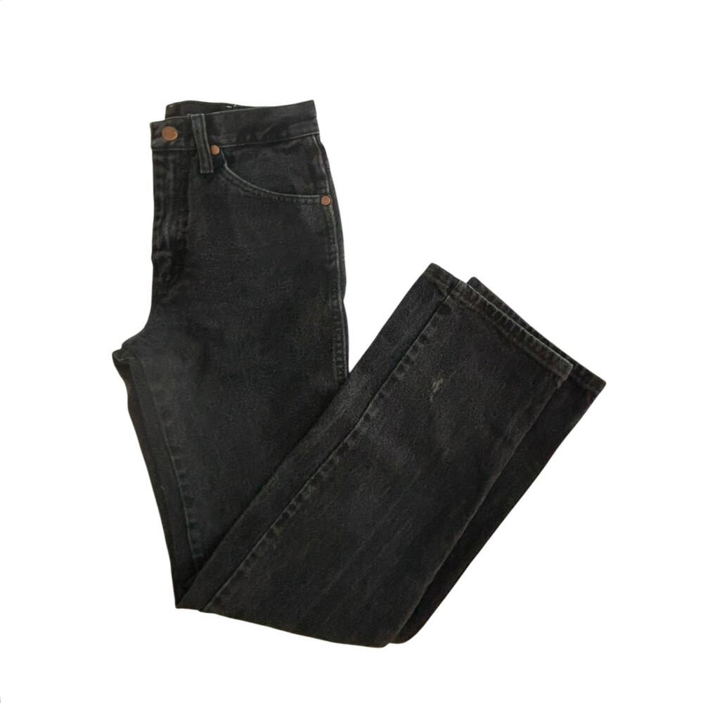 WRANGLER Mid-Rise Mens Sz 27x32 Black Cowboy Cut Jeans Made In Mexico US Fabric